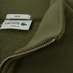 Lacoste Loose Fit Zip Neck Mens Sweater Khaki Green -Teepeg Shop image443182925