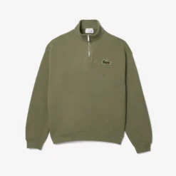 Lacoste Loose Fit Zip Neck Mens Sweater Khaki Green -Teepeg Shop image443182935