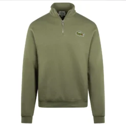 Lacoste Loose Fit Zip Neck Mens Sweater Khaki Green -Teepeg Shop image443182938