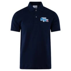 Lacoste Classic Fit L1212 Graphic Badge Polo Shirt Navy