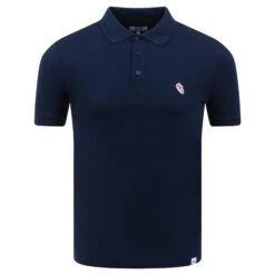 Jones Original Red Golf Bag Badge Mens Polo Shirt Navy