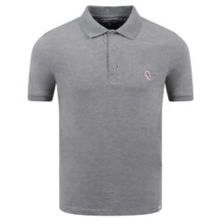 Jones Original Red Golf Bag Badge Mens Polo Shirt Grey