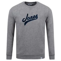 Jones Original Script Logo Mens Sweatshirt Shirt Grey