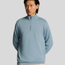 Lyle & Scott Superfine Quarter Zip Sweatshirt Blue Ash -Teepeg Shop image450859578