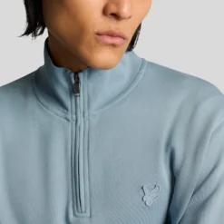 Lyle & Scott Superfine Quarter Zip Sweatshirt Blue Ash -Teepeg Shop image450859582