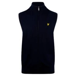 Lyle & Scott Cotton Merino Full Zip Knitted Vest Dark Navy