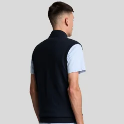 Lyle & Scott Cotton Merino Full Zip Knitted Vest Dark Navy -Teepeg Shop image450995127