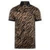 J.Lindeberg J Lindeberg Tour Tech Print Mens Golf Polo Shirt Tour Tiger Brown