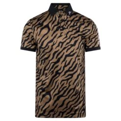 J.Lindeberg J Lindeberg Tour Tech Print Mens Golf Polo Shirt Tour Tiger Brown