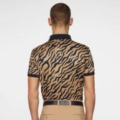 J.Lindeberg J Lindeberg Tour Tech Print Mens Golf Polo Shirt Tour Tiger Brown -Teepeg Shop image451113709