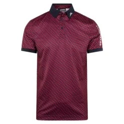Front Page 6 J.Lindeberg J Lindeberg Tour Tech Print Mens Golf Polo Shirt Tour Geo Navy