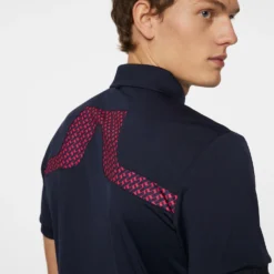 J.Lindeberg J Lindeberg KV Print Mens Golf Polo Shirt Tour Geo Navy -Teepeg Shop image451114554