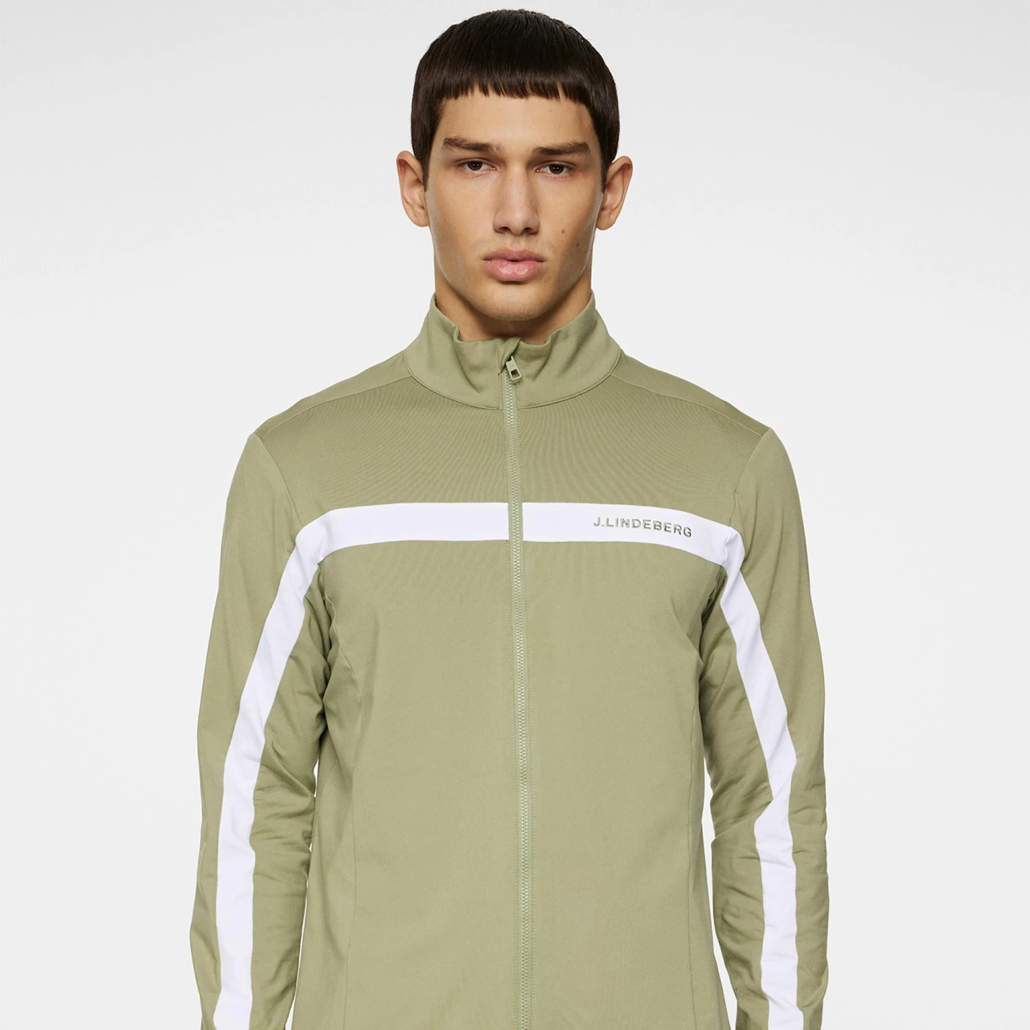 J.Lindeberg J Lindeberg Jarvis Mens Golf Mid Layer Oil Green 4 J.Lindeberg J Lindeberg Jarvis Mens Golf Mid Layer Oil Green - Image 4