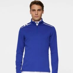 J.Lindeberg J Lindeberg Leon Quarter Zip Mens Golf Mid Layer Clematis Blue -Teepeg Shop image452282663
