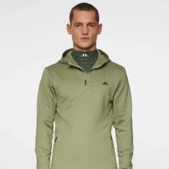 J.Lindeberg J Lindeberg Aerial Quarter Zip Mens Hoodie Oil Green -Teepeg Shop image452283048