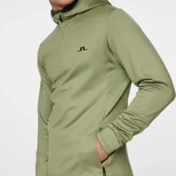 J.Lindeberg J Lindeberg Aerial Quarter Zip Mens Hoodie Oil Green -Teepeg Shop image452283052
